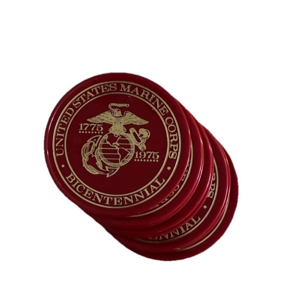 Vintage Coasters US Marine Corps 200 Anniversary 1975 Bicentennial Red USMC (8)
